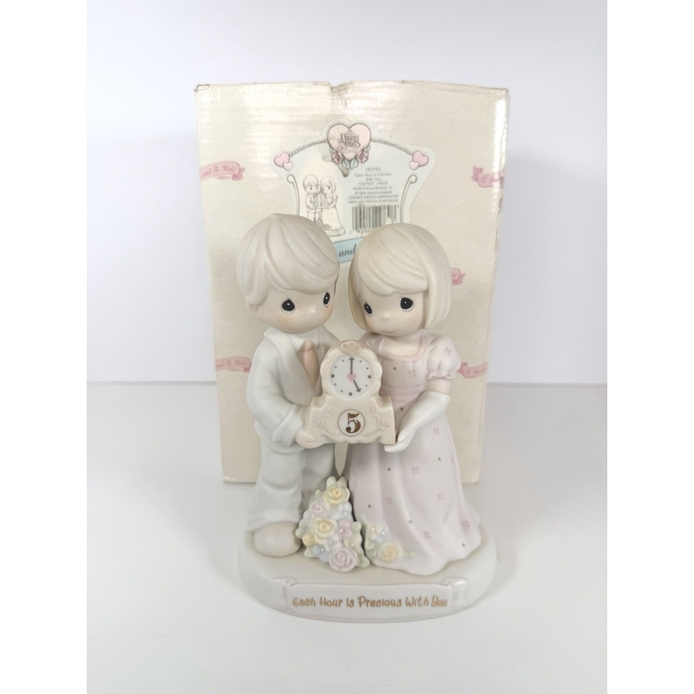 Precious Moments "Each Hour Is Precious With You" 5th Anniversary Clock Figurine